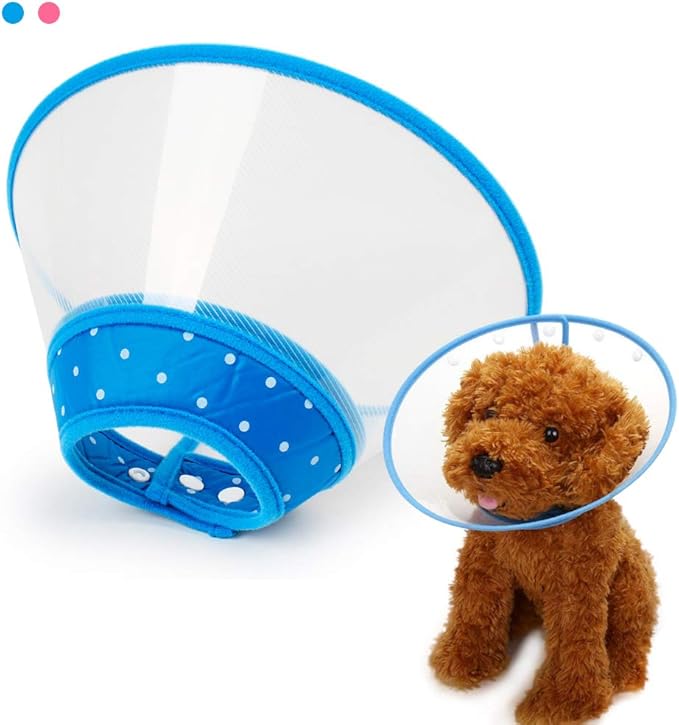 Pet Cone Recovery Dog Cone Adjustable Dog Collar Clear Padded Collar with Breathable Soft Edge, Plastic Puppy Cone Protect The Neck Surgery Recovery, Designed for Cats and Puppies (Small, Blue)
