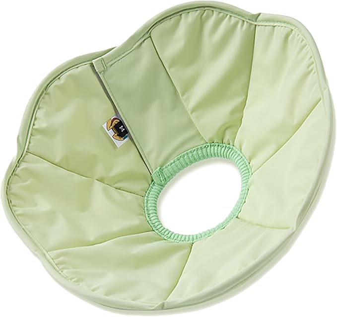 Touchdog Foldable Dog Cone Collar for Cats & Dogs - Adjustable Soft Recovery Collar with Waterproof PU Coating, Lightweight Design, 24.5cm/9.6in Wide Barrier (Green, XS)