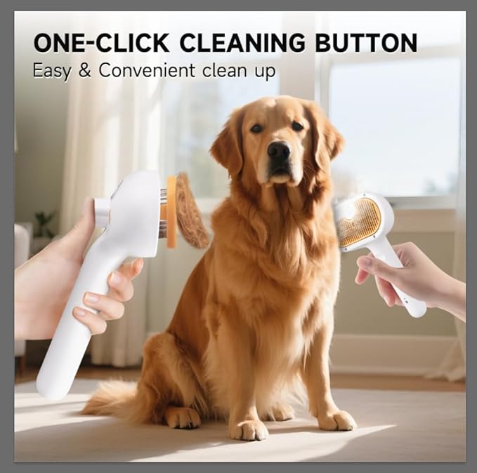 Pet Steam Brush for Dogs & Cats – 3-in-1 Grooming Spray Comb, Mist Massage & Defur Function, Water Spritz Deshedding Tool for Long/Short Hair, Indoor Pets