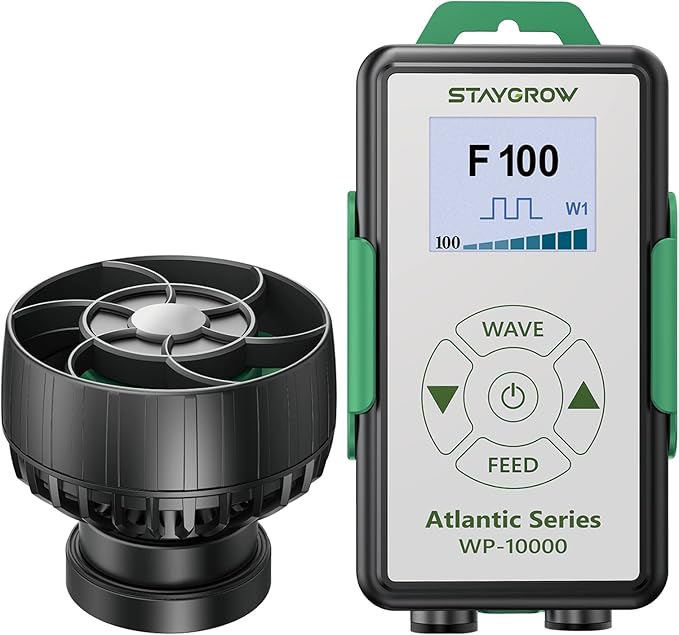 Atlantic Series WP-10000 Wave Maker for Aquarium, DC 24V 20W 2642 GPH (10000 L/H) Powerhead, Powerful yet Silent Sine Wave Controllable Wave Pump for Fresh/Saltwater/Marine/Reef Tank Black
