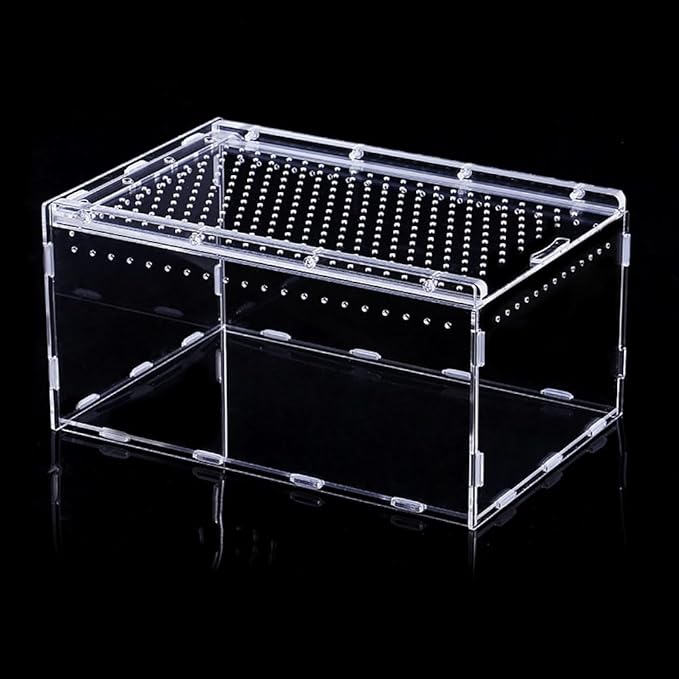 Magnetic Acrylic Case, Micro Habitat Small Tarantula Enclosure Enclosure for arboreal Tarantula Scorpion Sling Lizards Mantis Snake Gecko Jumping Spider Snail Insect Isopods (12 * 8 * 6inch)