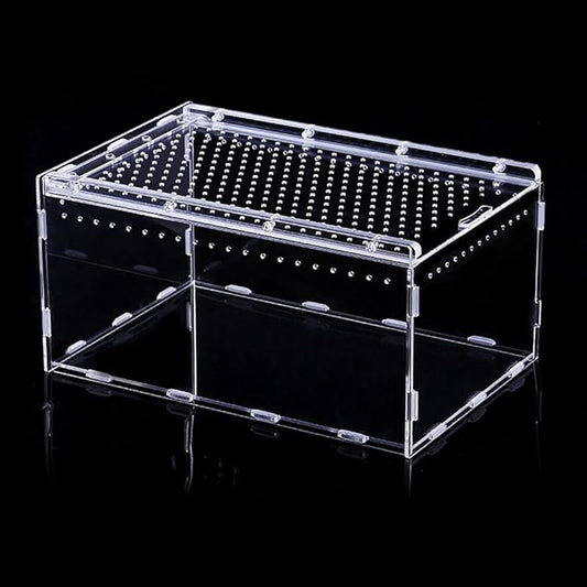 Magnetic Acrylic Case, Micro Habitat Small Tarantula Enclosure Enclosure for arboreal Tarantula Scorpion Sling Lizards Mantis Snake Gecko Jumping Spider Snail Insect Isopods (12 * 8 * 6inch)