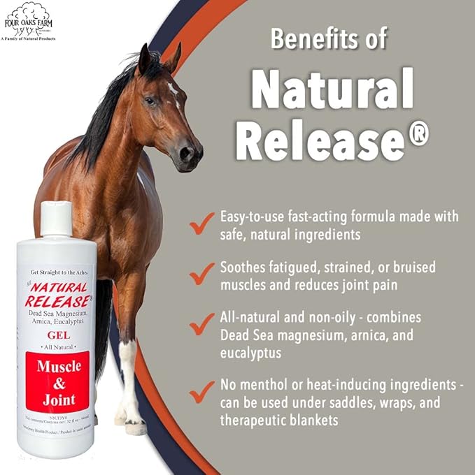 Natural Release Muscle Gel Treatment - Horse Liniment for Sore Muscles, Joint Pain, and Tendons