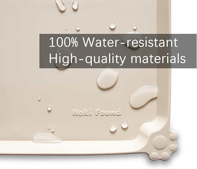 Hoki Found X-Large Non Slip Silicone Pet Food Mats - Tray for Dog Cat Bowl - Waterproof Dog Cat Food Mats for Carpet - Papayawhip