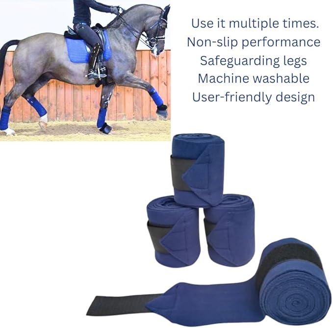 Horse Leg Bandage/Horse Leg wrap (Set of 4) Red, Blue, Navy Blue, and Black (Navy Blue)