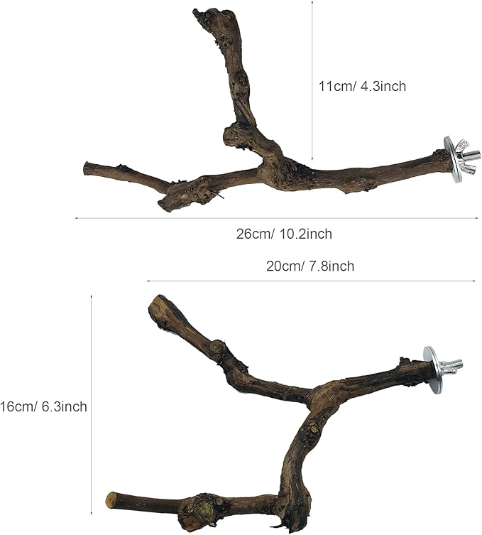 Allazone 4-Piece Bird Perch - Natural Grapevine Stick Swing Chewing Toys for Parrot Cages, Cockatiels, Parakeets, Finches