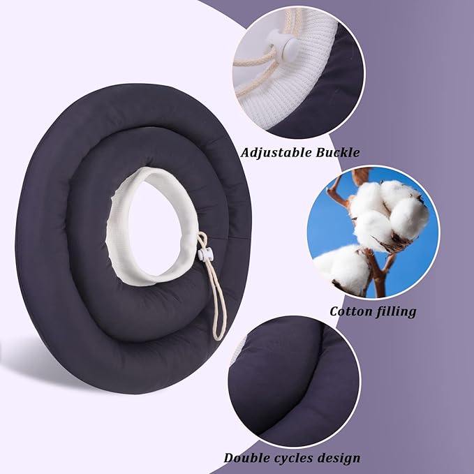 IDOMIK Dog Recovery Collar, Waterproof Soft Dog Cone After Surgery, Comfy Protective Elizabethan Collar Alternative for Dogs Cats, Adjustable Pet Neck Donut Cone Anti-Licking Biting Wounds,Grey,S