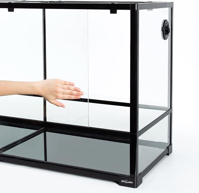 REPTIZOO 88 Gallon Large Reptile Terrarium 48" x 18" x 24" Knock-Down Glass Reptile Tank with Double Hinge Door & Screen Ventilation, Supporting Used as 2 Separate Habitats Easy Assembly