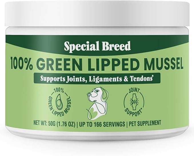 Green Lipped Mussel Powder for Dogs & Cats - 100% New Zealand Green Lipped Mussels - Natural Hip & Joint Supplement for Joints, Tendons, Ligaments, Muscles - 50 Grams - Up to 166 Servings