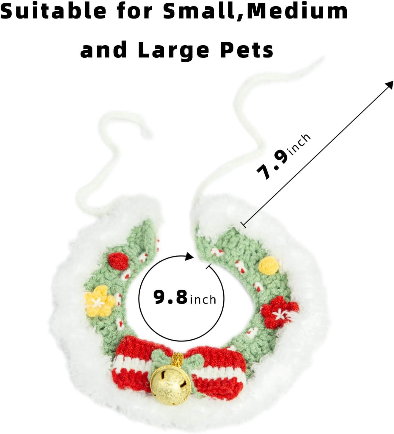 Christmas Dog Costume, Handmade Cat Holiday Outfit with Christmas Tree Hat & Wreath Scarf Set, Adjustable,Lightweight & Breathable,Pet Accessories for Rabbits Xmas Party & Photos (Small to Large size Pets)