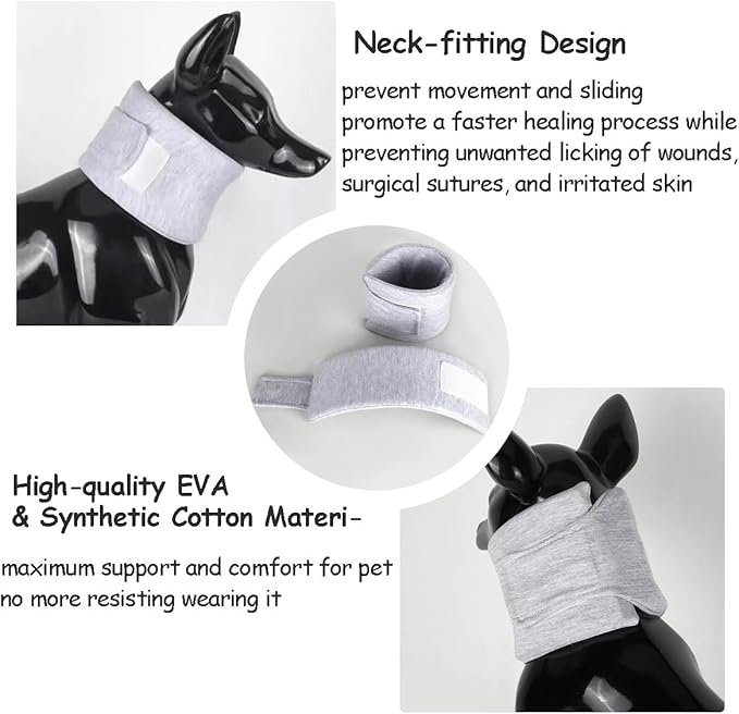 MANON ROSA Cat Neck Brace Elizabethan Collar for Pet After Surgery Recovery Adjustable Breathable Neck Cervical Cone for Small Medium Dogs Puppies Kittens with Spinal IVDD Issues (XS 4.7-9.8",Grey)