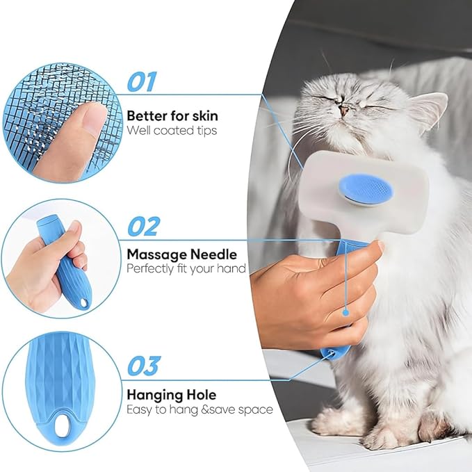 Namylya Cat Brush for Shedding & Grooming – Slicker Brush for Dogs and Cats with Long Hair – Removes Tangles, Mats & Loose Fur