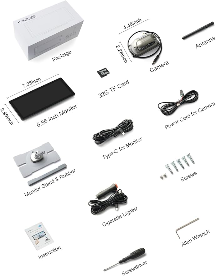 Vehicle Wireless Backup Camera with High Performance 6.86 Inch Touch Monitor 1080P 2 Rear View Cameras with IR Night Vision 4 Channels IP69K Waterproof Reverse Camera for Truck Trailer Camper Tractor