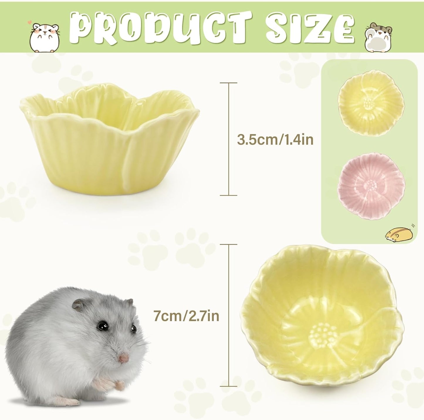 Small Ceramic Pet Hamster Bowl, Easy to Clean Anti Fliters Food and Water Bowl, Small Animal Bowls for Dwarf Hamster, Parrots (Pink, s) pping Hams