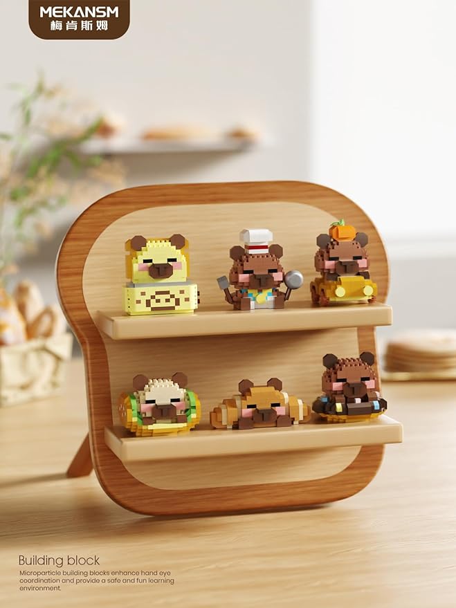 Caterpillar Sausage Buns Cute Capybara Baking Bread Series Mini Building Toy Kawaii Animals Set Micro Adorable Pet Buildings Small Bricks Gifts Toys