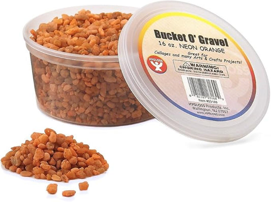 Hygloss Products Craft Rocks, Mini Stones For Art Projects - Bucket O' Gravel, Neon Orange, 1 lb