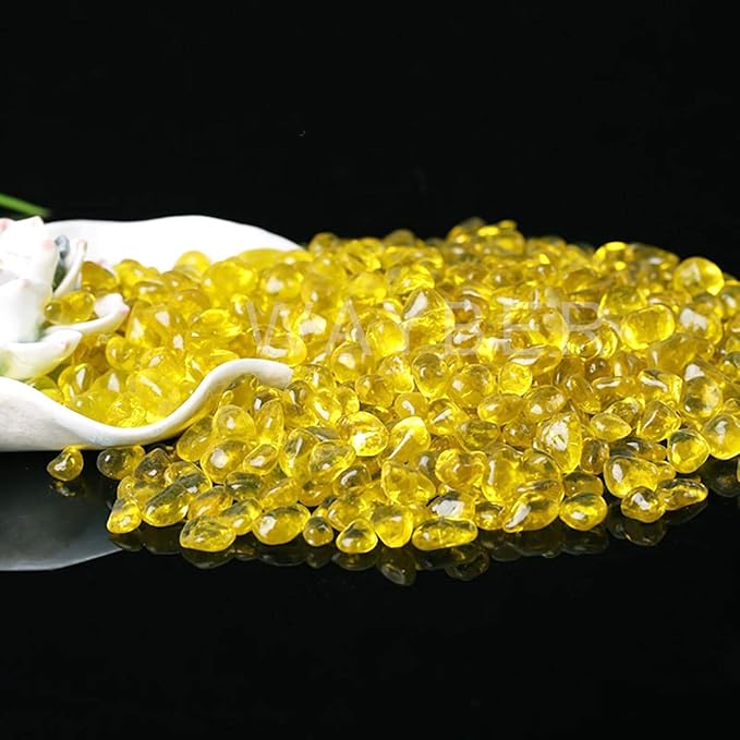 WAYBER Glass Stones, 1Lb/460g Irregular Sea Glass Pebbles Non-Toxic Artificial Gemstones for Vase Filler/Terrarium Flowerpot Aquarium Turtle Tank Decoration/Handcraft Making, Yellow