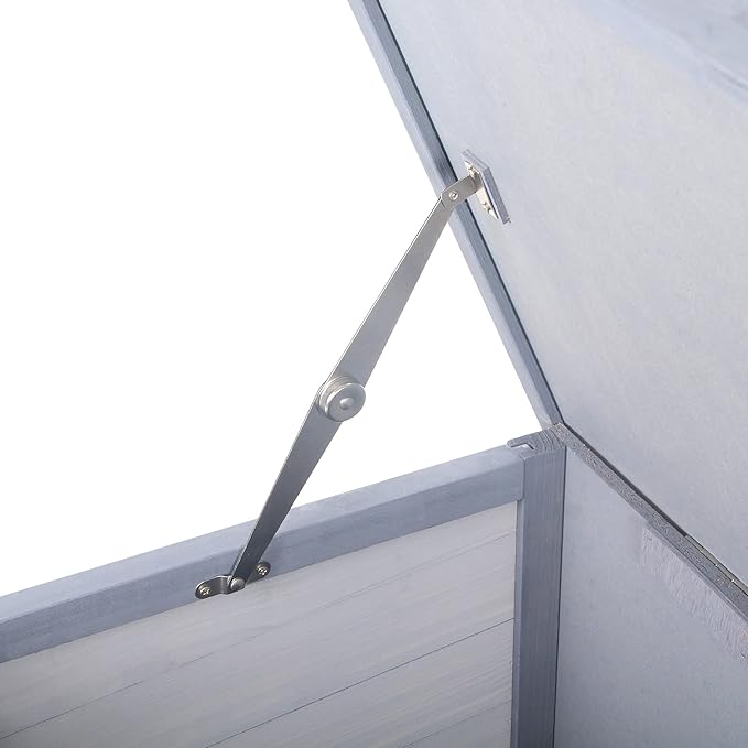 PawHut Wooden Rabbit Hutch Bunny Hutch Cage Guinea Pig with Waterproof Roof, No Leak Tray and Feeding Trough, Indoor/Outdoor, Gray