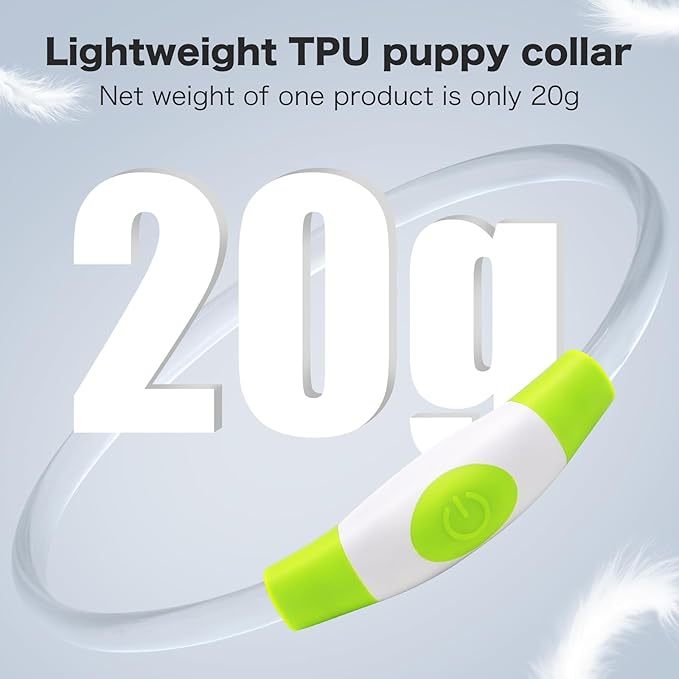 BSEEN Light Up Dog Collar - Rainproof Rechargeable LED Dog Collar - TPU Cuttable Glowing Pet Collar for Small Dogs& Cats - Puppy Safety Dog Lights for Night Walking (XS- Green 40cm)