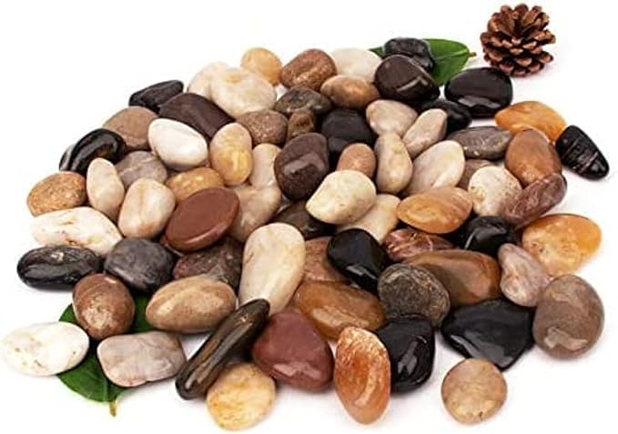 [18 Pounds] Aquarium Gravel River Rock, Natural Polished Decorative Gravel,Garden Outdoor Ornamental River Pebbles Rocks, Polished Gravel, Mixed Color Stones,for Landscaping, Vase Fillers (20)