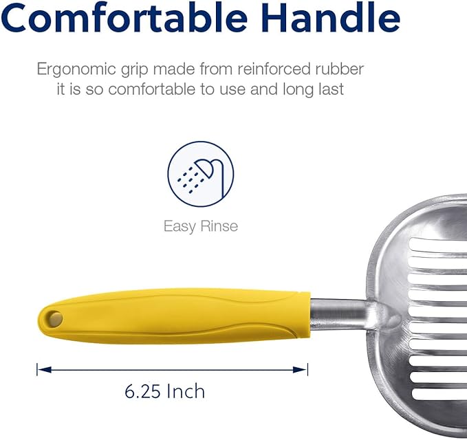 WePet Cat Litter Scoop, Aluminum Alloy Sifter, Kitty Metal Scooper, Deep Shovel, Long Handle, Poop Sifting, Kitten Pooper Lifter, Durable, Heavy Duty, for Litter Box