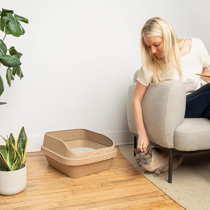 Kitty Sift (Set of 1 Litter Box & 5 Sifting Liners) Sustainable, Clean, Sifting, Disposable Cat Litter Box Kit - Large, 6-Set Kit