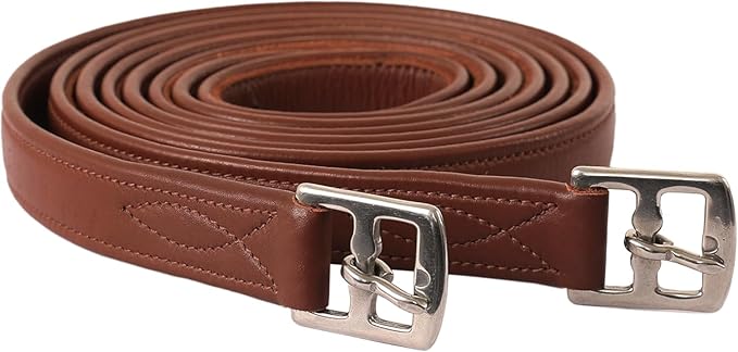 Exion FlexiStrong Stirrup Leathers for English Saddle | Ultra-Soft Cow Calfskin with Nylon Core | 1” Wide Stirrup Leathers for Daily Use | Sizes 48" to 62" | Black, Brown