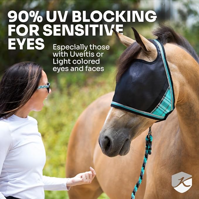 Kensington 90% UV Fly Mask CatchMask UViator - Without Ears & Forelock Freedom Web Trim Size: L-Avg Color: 2017 - Lavender Mint