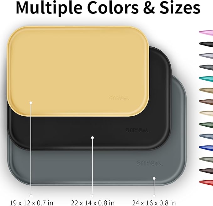 Silicone Pet Feeding Mat with Raised Edge for Food and Water, Dog Bowl Mats, Cat Bowls Placemat with High Lip for Floor Waterproof, Rubber Tray for Cats and Dogs 19 x 12 x0.7 Dark Turquoise