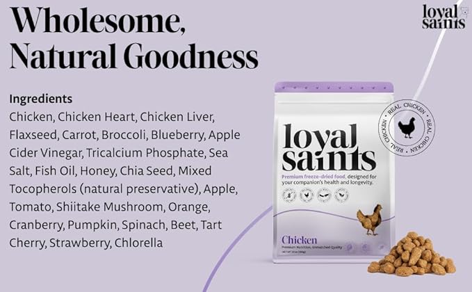 Freeze Dried Raw Dog Food - Premium Chicken Flavor with High Protein & Grain Free Dog Food for Small or Large Breeds and Picky Eaters - Versatile as Meal Topper, Pet Snack & Treats, 5 Oz