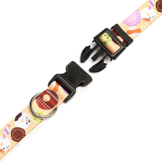 Mercano Adjustable Dog Collar - Special Design Patterns, Soft Nylon Comfortable Durable Pet Collar for Small Medium Large Dogs (M, Beige Cookie)
