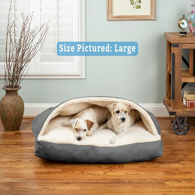 Snoozer Pet Products Luxury Rectangle Cozy Cave Dog Bed with Microsuede, Extra Large, Anthracite