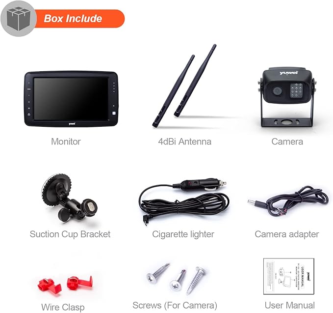 Wireless Backup Camera System with 7 inch Splitscreen, Waterproof Wireless Rear View Camera with Night Vision, Support add 2nd Wireless Reversing Camera for Trailer, RV, Trucks, Horse-Trailer, etc