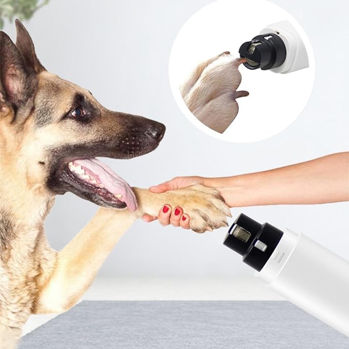 Quiet Rechargeable Pet Nail Grinder - Dog Nail Clippers and Grinder - with LED Lights and Quick Sensor, Diamond-Tip Dust Collector, Suitable for Large Dogs, Small Cats, and Rabbits (Pink)