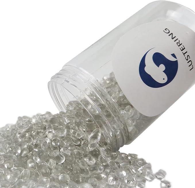 Lustering Decorative Round Glass Beads - Glass Marbles & Pebbles, Clear/Transparent 3-6mm, 1-Pound for Fire Pit Crafts, Resin Art, Vase Filler, Fish Tank & Aquarium Decoration
