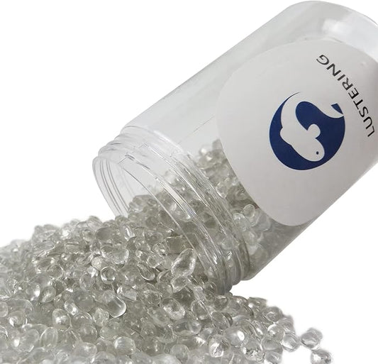 Lustering Decorative Round Glass Beads - Glass Marbles & Pebbles, Clear/Transparent 3-6mm, 1-Pound for Fire Pit Crafts, Resin Art, Vase Filler, Fish Tank & Aquarium Decoration
