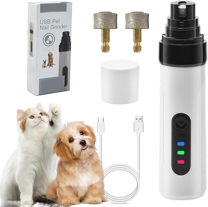 Whisperpaws Pain-Free Nail Trimmer, Stress Free Pet Nail Grooming, 2 Adjustable Speeds Electric Dog Nail Trimmer for Small, Medium, Large Dogs, Cats (1pcs)