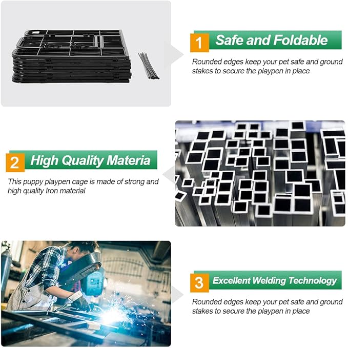 BestPet Dog Playpen Indoor 40 inch 24 Panels Metal Dog Pen Pet Dog Fence Outdoor Exercise Pen with Doors,Pet Puppy Playpen for RV Camping Yard, Black