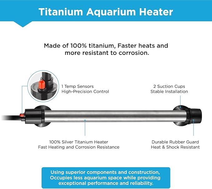 Titanium Aquarium Heater 500W, Submersible Fish Tank Heater with Digital Display Temperature Controller, 0℃-40℃ Adjustable, Fast Heating for 65 ~ 95 Gal Saltwater Freshwater Fish Tank, MX-9016(500W)
