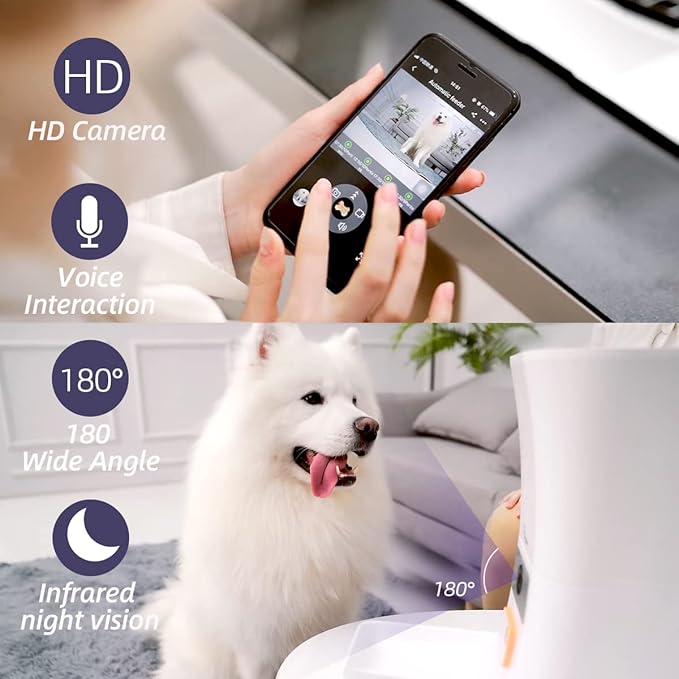 SKYMEE 8L/12L 2.4G & 5G WiFi Aautomatic Large Dog Feeder & Automatic cat feeders -1080P Full HD Pet Camera Treat Dispenser with Night Vision and 2-Way Audio