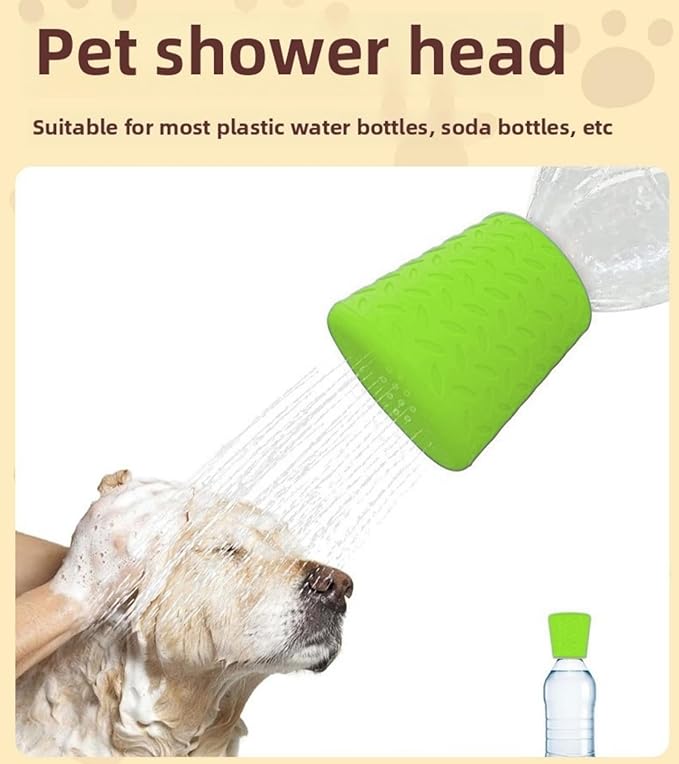 Portable Outdoor Shower for Dogs Bottle Attachment Outdoor Sprayer Accessory for Most Plastic Water Bottles for Bathing Pets During Outdoor Activities, Hiking and Camping. (Green)