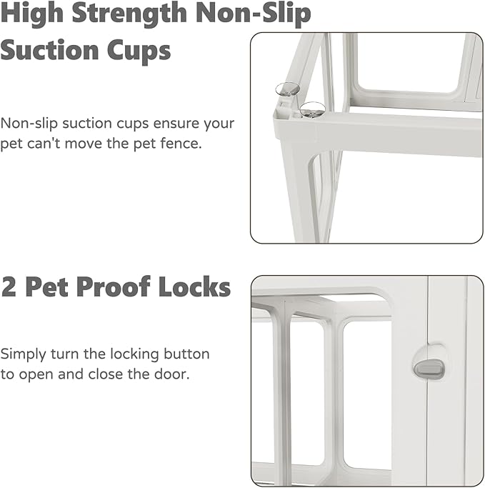 Clear Acrylic Dog Playpen with Door, for Puppy Cat Rabbit Transparent Pet Pen, Dog Playpen Indoor, Dog Fence, Easy Assemble & Cleaning Dog Pen for Small & Medium Dogs (23.6“ Height, 10PCS)