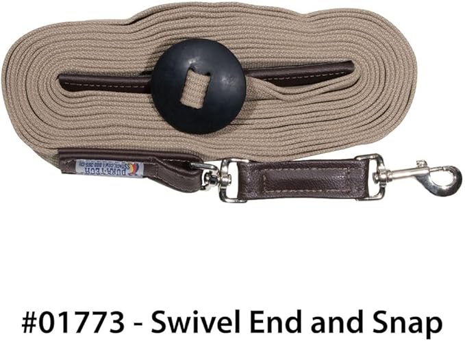 Schneiders Dura-Tech German Web Cord Lunge Line for Horses | Soft Grip Ribbed Webbing | Lightweight & Durable | Nickel-Plated Snap or Chain Options | Lunge Line with 30" Chain