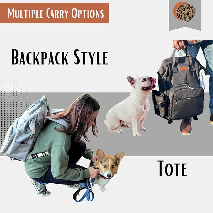 Tito's Closet Dog Travel Bag Includes Dog Travel Accessories 2-Pack Dog Travel Bowl, 2 Dog Food Containers, Dog Treat Bag (Black), DB2024