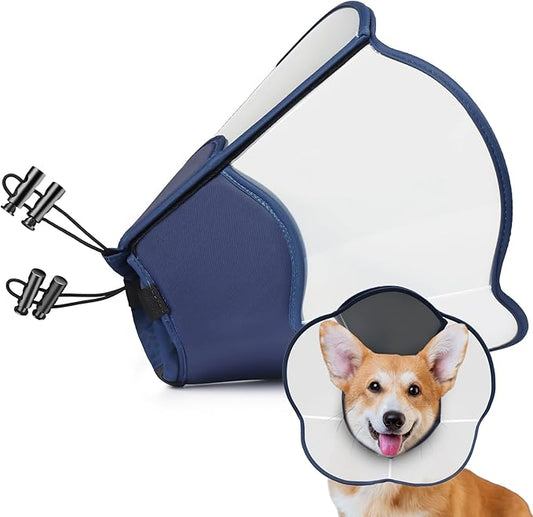 Hard & Heavy Plastic Dog Cone Collar Alternative for Medium Dogs (French Bulldog Dachshund) After Surgery, Adjustable Recovery Cone Anti-Lick, Elizabethan Protective Collar Cone of Shame for Healing