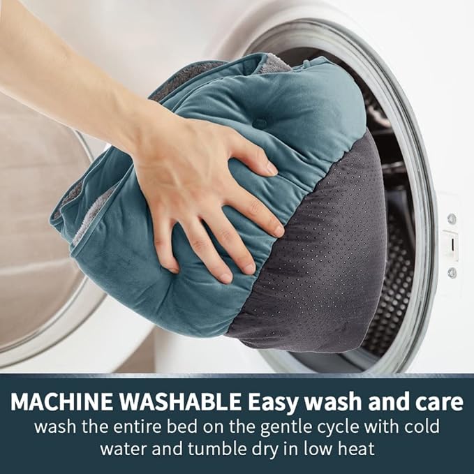 Asvin Medium Dog Bed for Medium Dogs, Cat Beds for Indoor Cats, Pet Bed for Puppy and Kitty, Extra Soft & Machine Washable with Anti-Slip & Water-Resistant Oxford Bottom, Teal, 25 inches