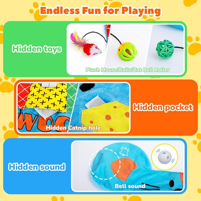 AWOOF Cat Mat, Cute Soft Catnip Mat, Cat Activity Mat Machine Washable Catnip Toys Interactive Cat Toys for Indoor Cats (Mouse Shape)