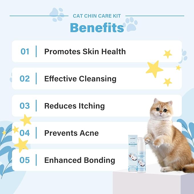 Cat Chin Acne Care Kit - Gently Removes Cat Chin Blackheads, Equipped with Cleansing Brush, Cruelty-Free, Nurtures Cat's Chin Softness and Freshness, 1.01 fl. oz