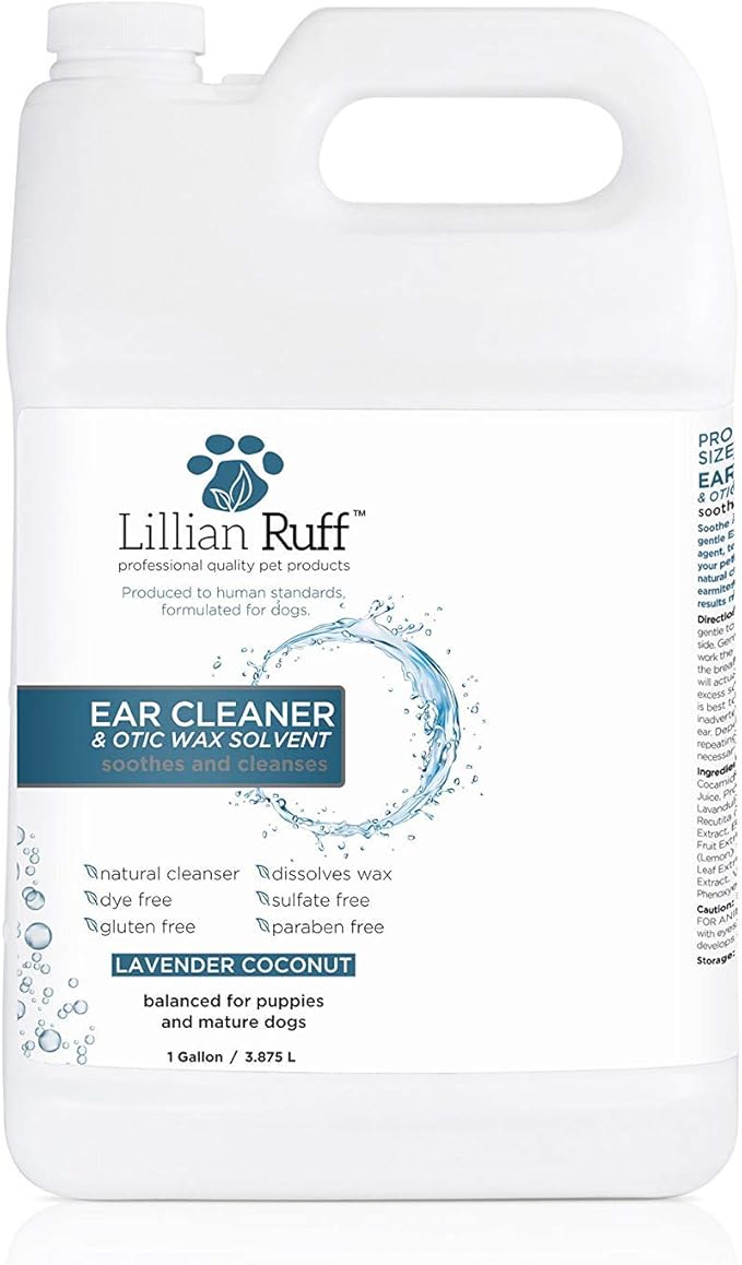 Lillian Ruff Ear Cleaner & Otic Rinse for Sensitive Ears: Alcohol Free Dog Ear Wash with Alo+H6+F6:K28F6:N29