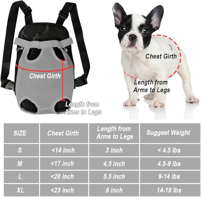 FEimaX Dog Carrier Backpack Pet Legs Out Front Cat Travel Bag, Adjustable Puppy Backpacks Carriers Hands-Free for Small Medium Dogs Cats Hiking Traveling Camping Daily Walking (X-Large, Grey)